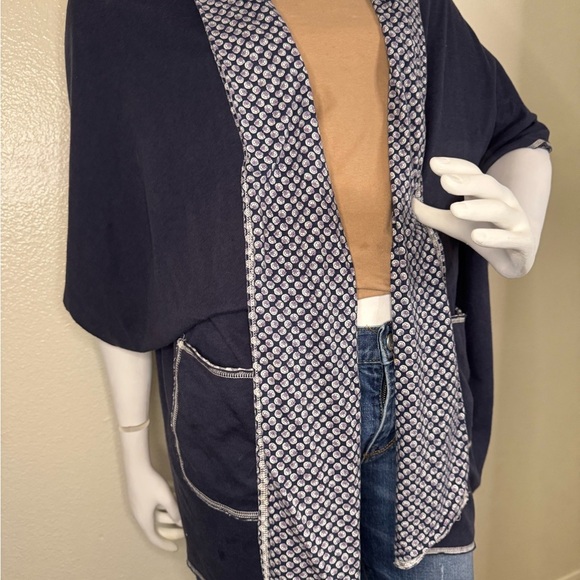 Lucky Brand Women's Kimono Shawl Navy Boho Reversible XL.  #244 - Picture 8 of 11
